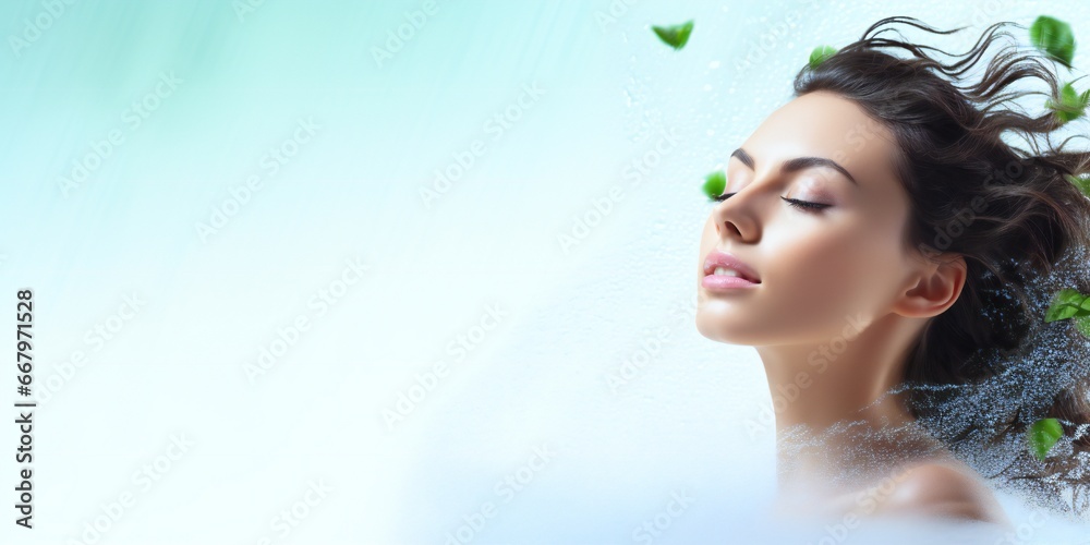 Beauty woman in fresh shower on white background Generative AI Beauty woman in fresh shower on white background Generative AI