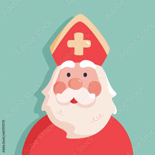 Saint Nicholas or Sinterklaas cartoon winter vector character