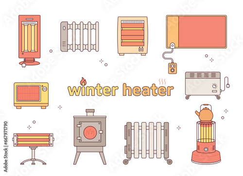 Winter appliances. A collection of various stoves.