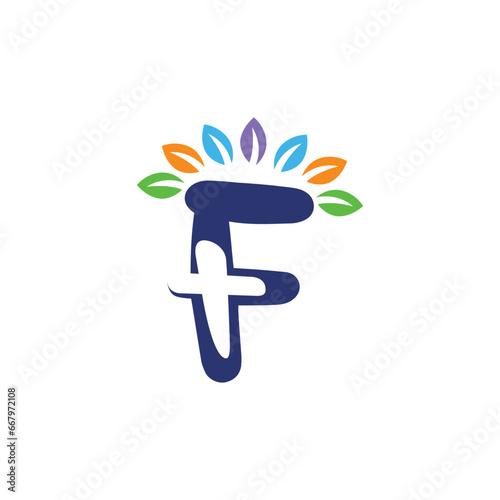 Letter F Kids Church Logo Design Template Inspiration, Vector Illustration.