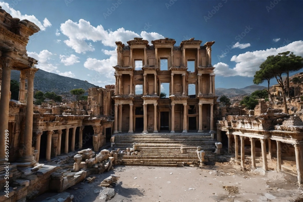 Obraz premium Library of Celsus in Ephesus Ancient City, Turkey historical ruins