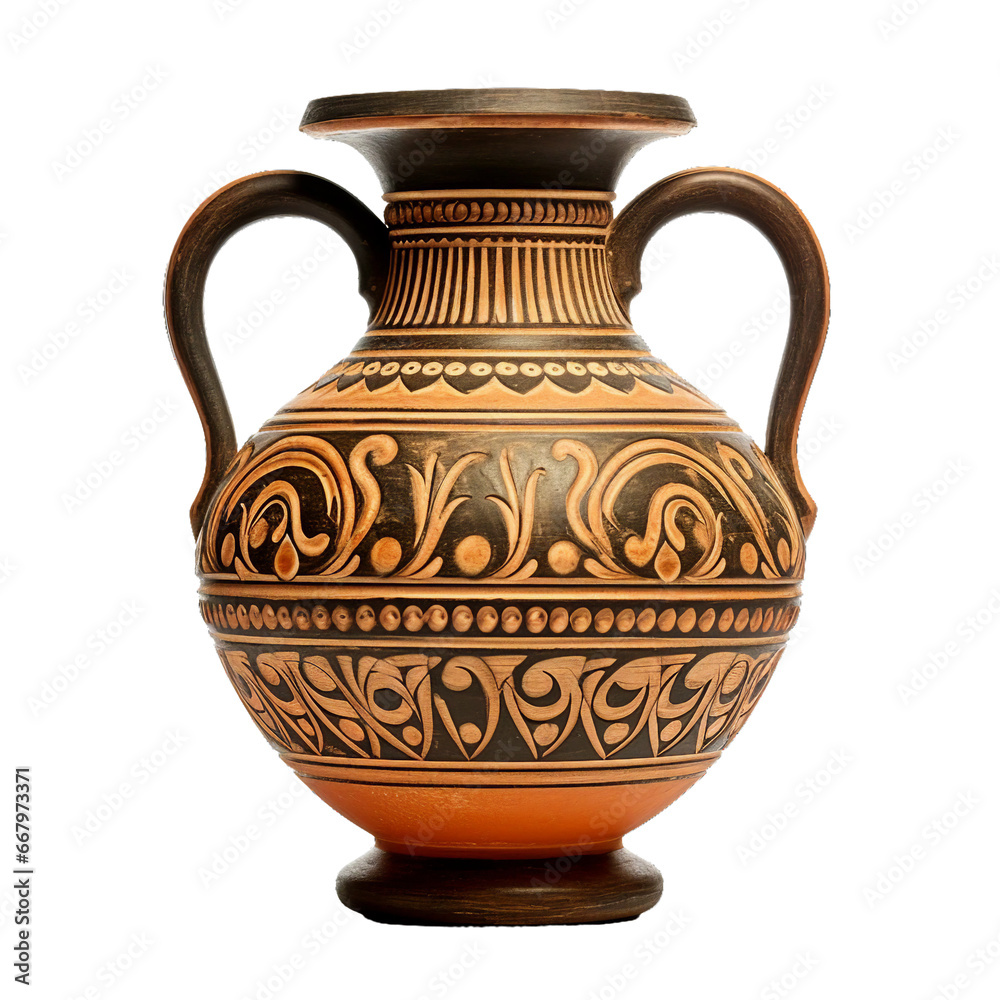 Ancient Greek Amphora, transparent background, isolated image, generative AI
