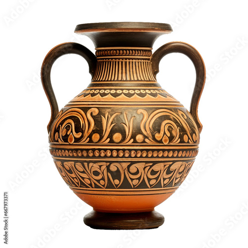 Ancient Greek Amphora, transparent background, isolated image, generative AI 
