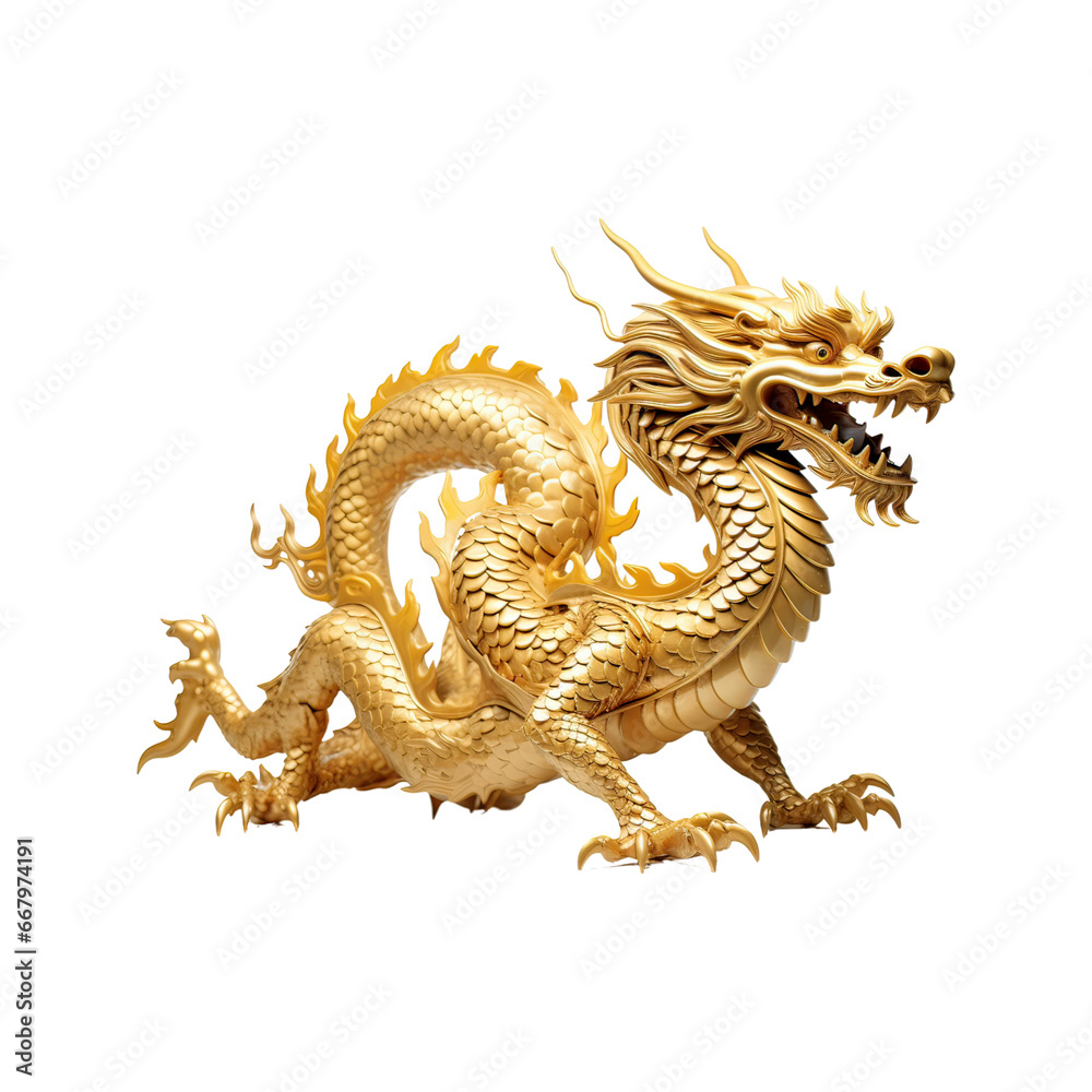 Golden Chinese dragon No shadows, highest details, Golden Chinese dragon No shadows, highest details,