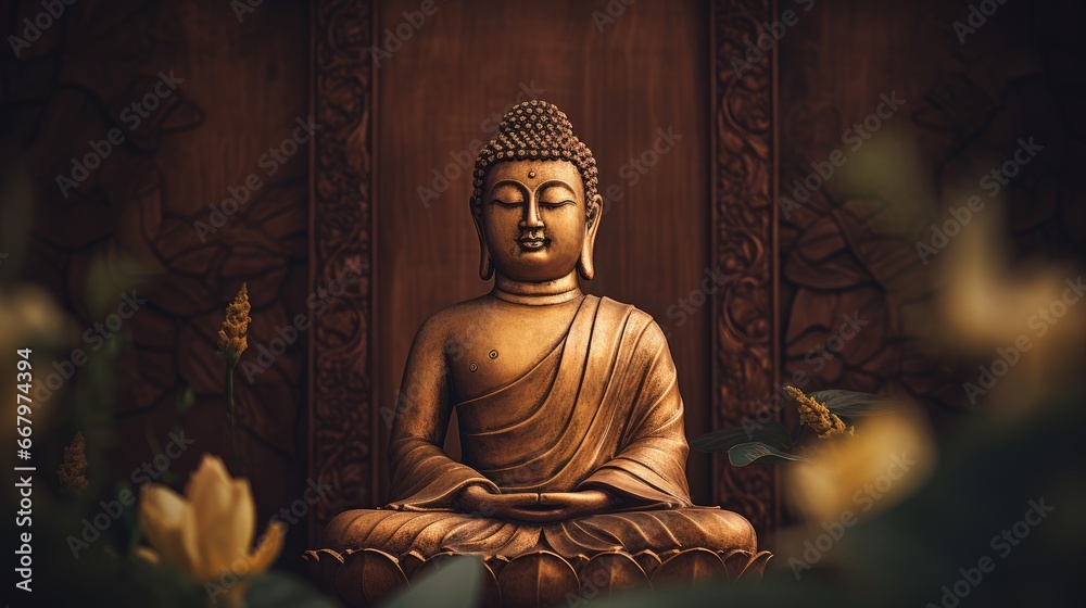 Buddha statue, mediating position, inner peace