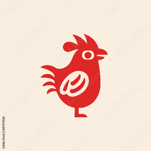 chicken silhouette on a  background. Simple design representing poultry, farming, and nature.
