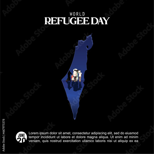 Vector illustration of world refugee day, Palestinian refugees, international migrant day.