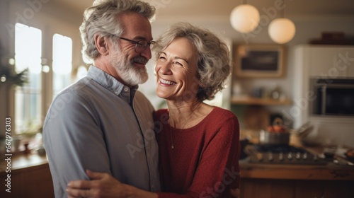 Senior couple with care concept, senior couple happy in home