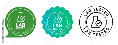 Lab tested laboratory testing glassware symbol sticker label circle stamp