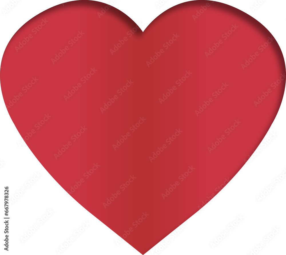 Digital png illustration of red heart with copy space on transparent background
