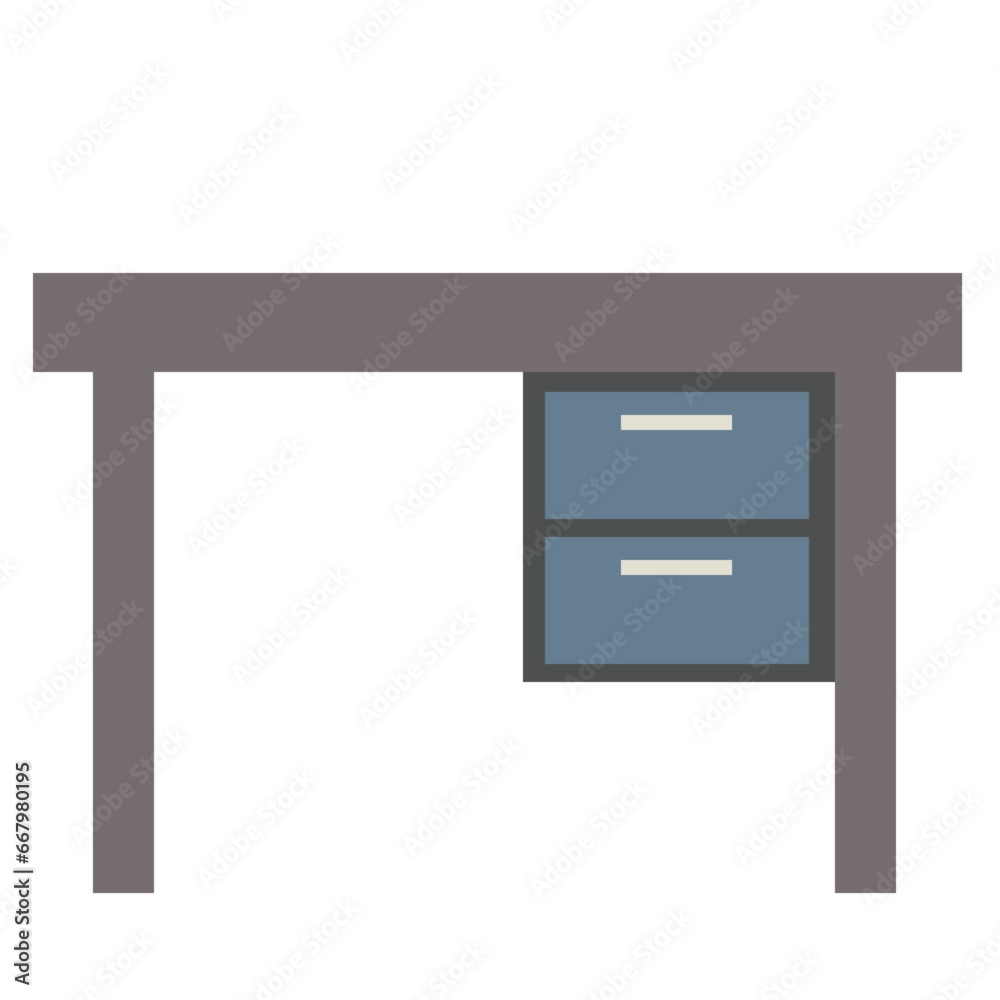 Study Desk with Simple Drawer Furniture Illustration Study Desk with Simple Drawer Furniture Illustration