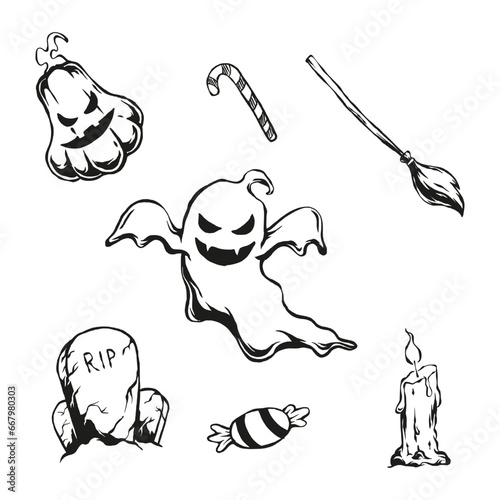 Obraz na płótnie halloween doodle set silhouette vector w salonie