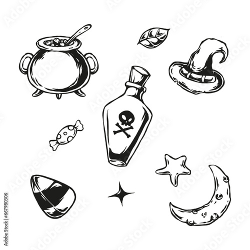 Obraz na płótnie halloween doodle set silhouette vector w salonie