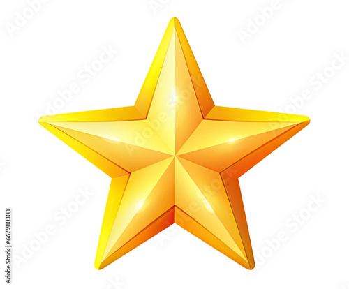 Cartoon golden star isolated on transparent background
