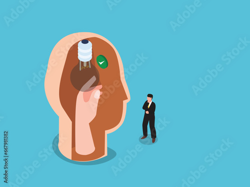 Creativity and logical thinking, subconscious. Idea and insight isometric 3d vector illustration concept