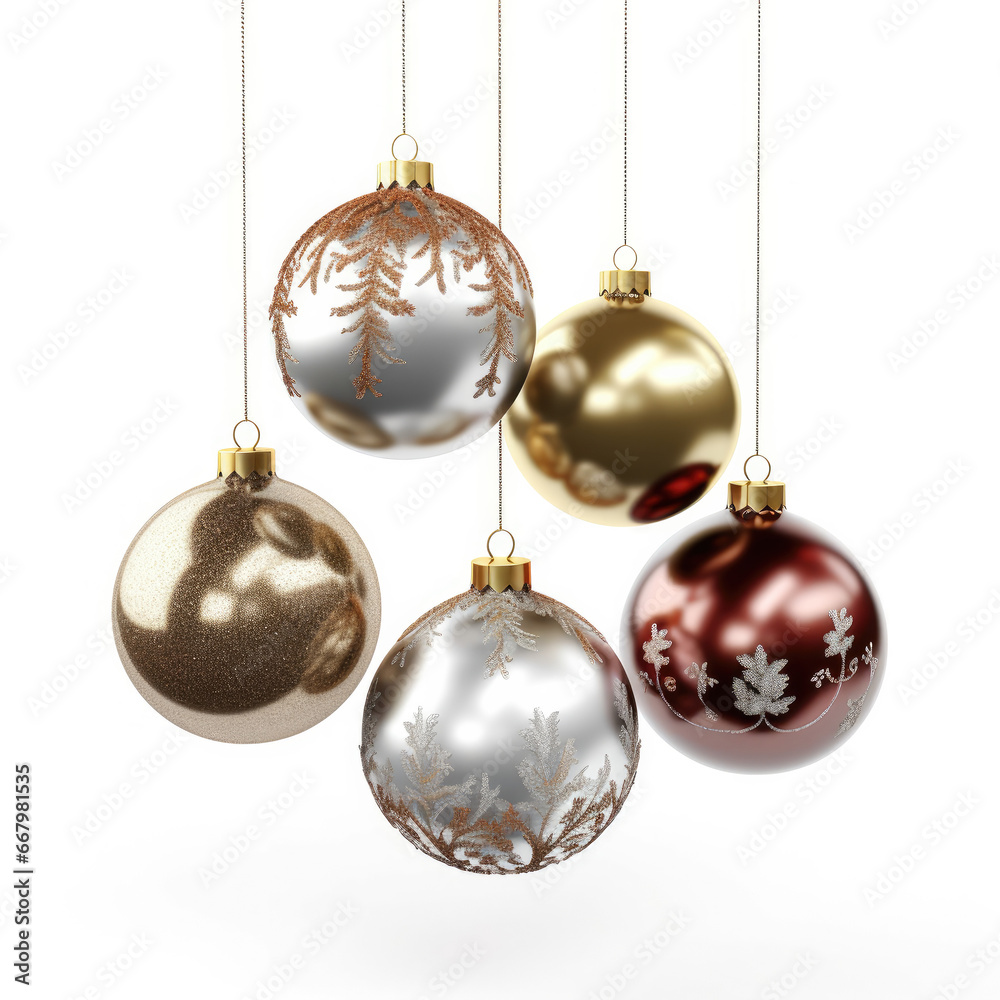 Christmas balls ornaments in white background Christmas balls ornaments in white background