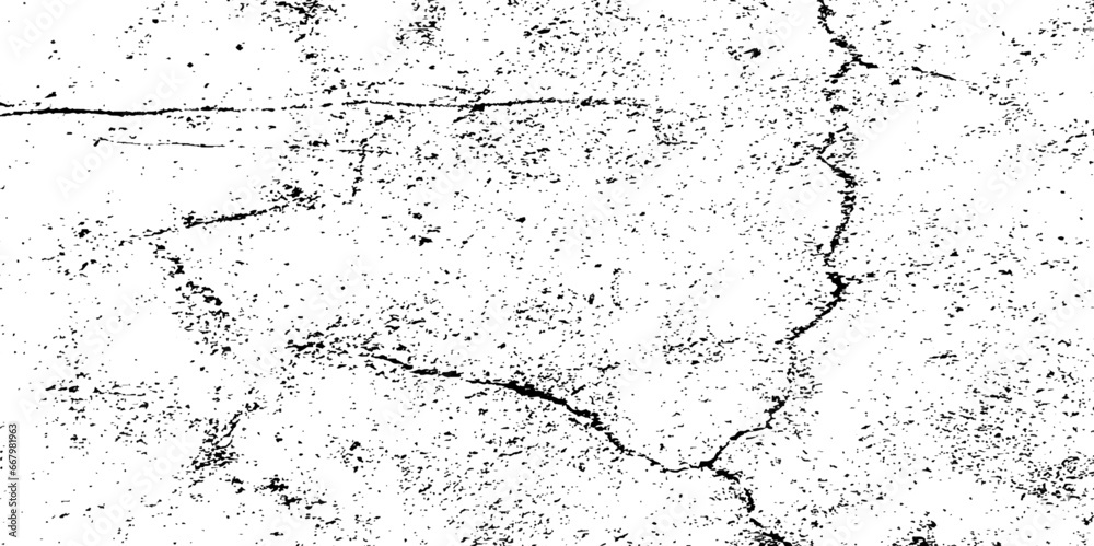 Dirt white wall cracked texture Dust overlay. Dark noise granules. Grunge Black and white Vector design elements, grainy texture isolated on white background.