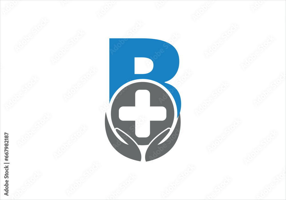 Letter B medical logo with typographic ECG heartbeat incorporated in the initial B letter vector Letter B medical logo with typographic ECG heartbeat incorporated in the initial B letter vector