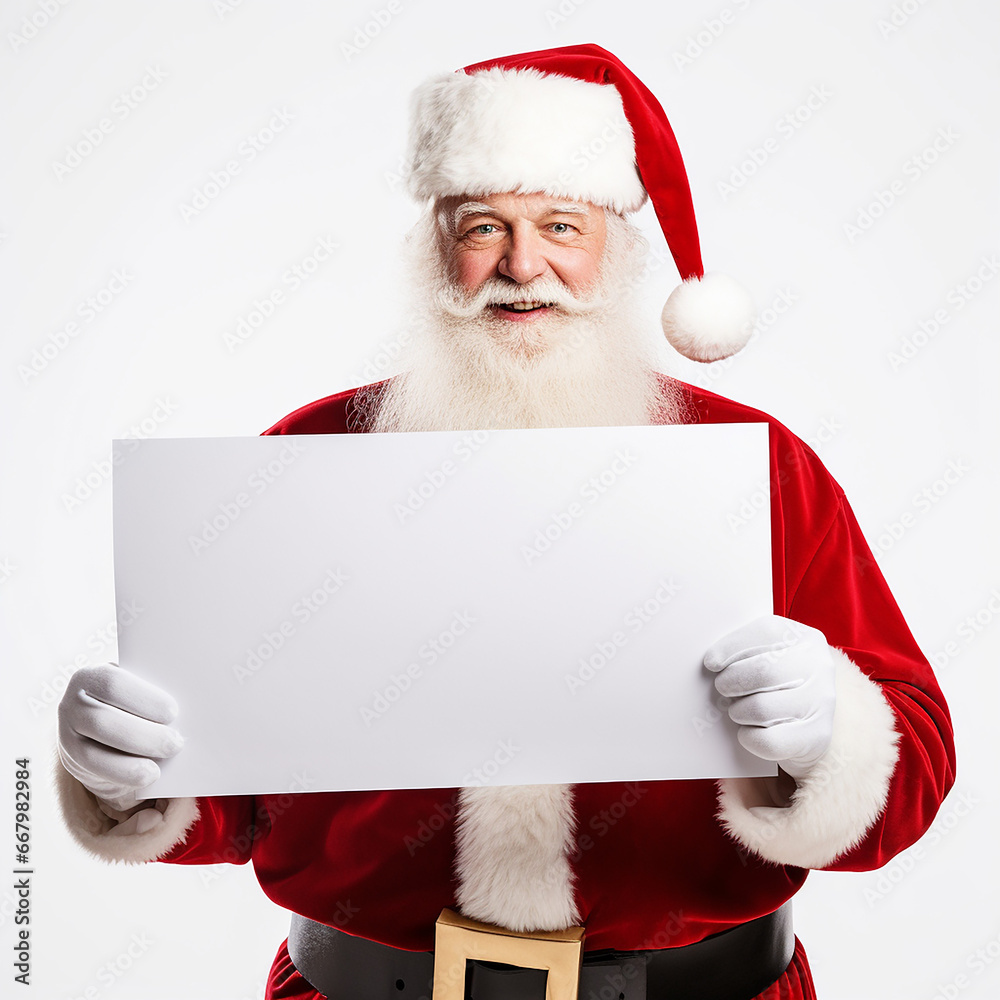 Naklejka premium Santa Claus holding blank board