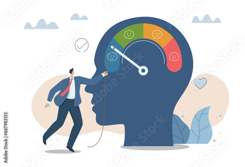 Problems with stress levels and work pressure, Stress management and emotional regulation, Businessman is trying to relieve emotional stress in the brain of a employee human head.