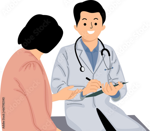 grandma consulting with male doctor filling form medical or personal consultation in clinic