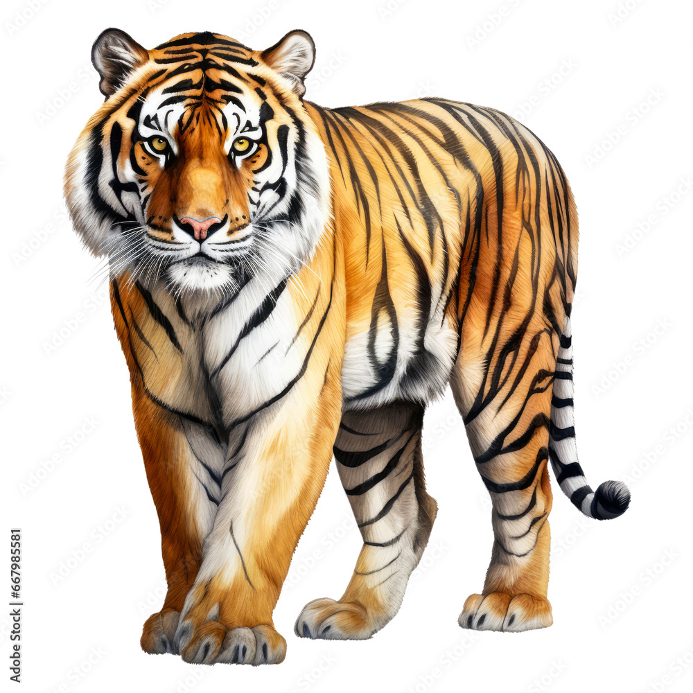 watercolor predator animal element. watercolor tiger illustration.