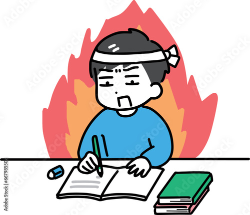 本気で勉強している私服の男性