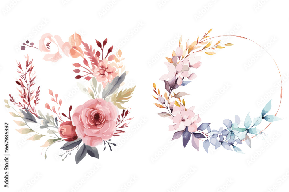 Abstract floral background, ster bunny with flowers, watercolor floral designs for logo and card designs. flowers