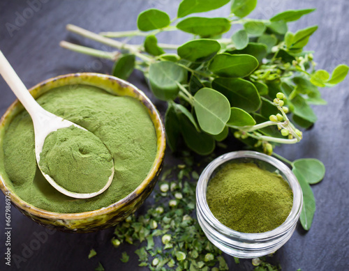 fresh moringa powder, healthy supplements photo