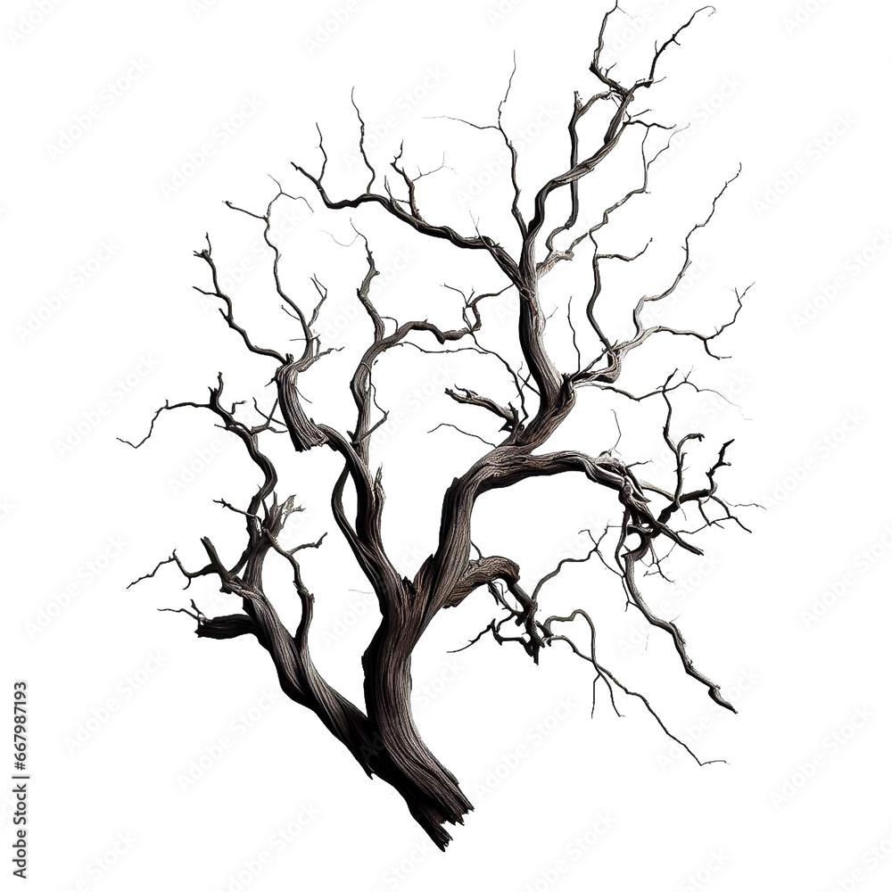 Fototapeta premium Dead tree silhouette isolated on white background