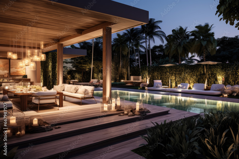 Luxury Living Outdoor Space Interior design of a lavish side outside garden