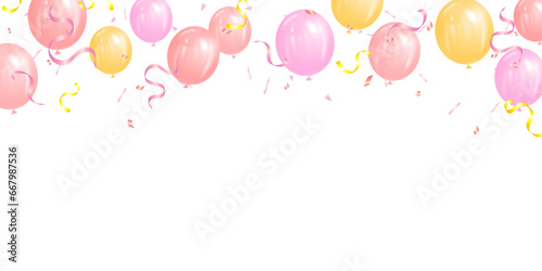 Vector illustration pastel balloons and confetti for party birthday or baby shower