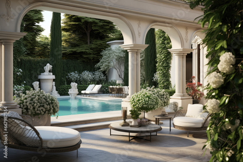 Luxury Living Outdoor Space Interior design of a lavish side outside garden