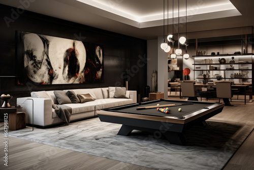 design of a recreation room in a luxurious style