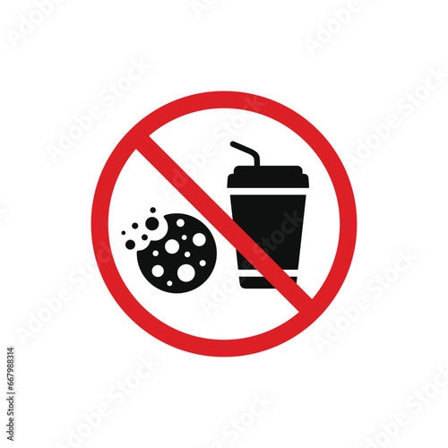 No food and drinks allowed icon symbol. No eating icon isolated on white background