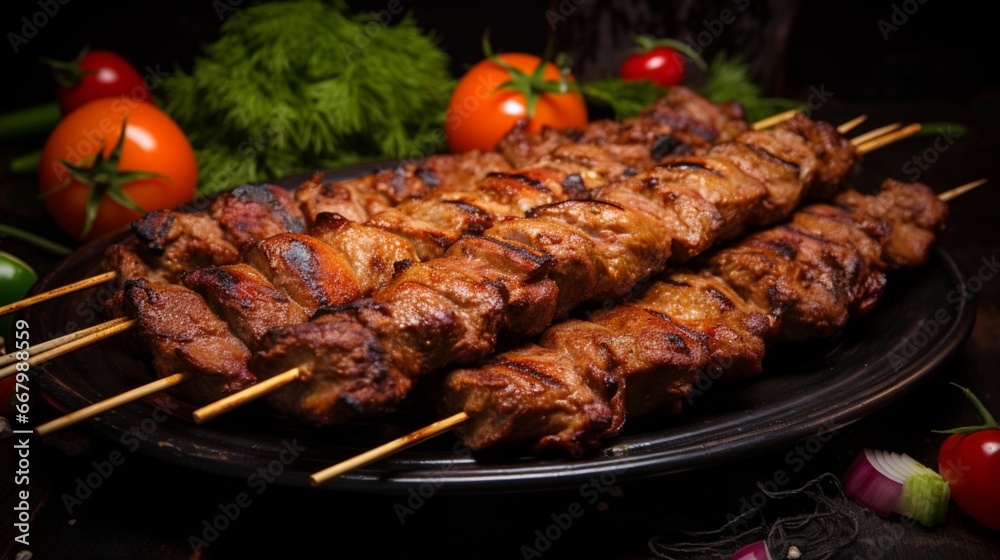 shish kebab on skewers  generated by AI