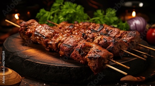 shish kebab on the grill  generated by AI photo