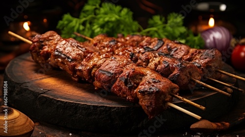 shish kebab on the grill  generated by AI