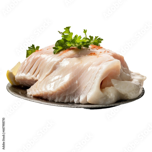 Lutefisk, transparent background, isolated image, generative AI
 photo