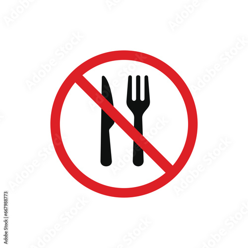 No eating icon symbol. No eating allowed icon isolated on white background
