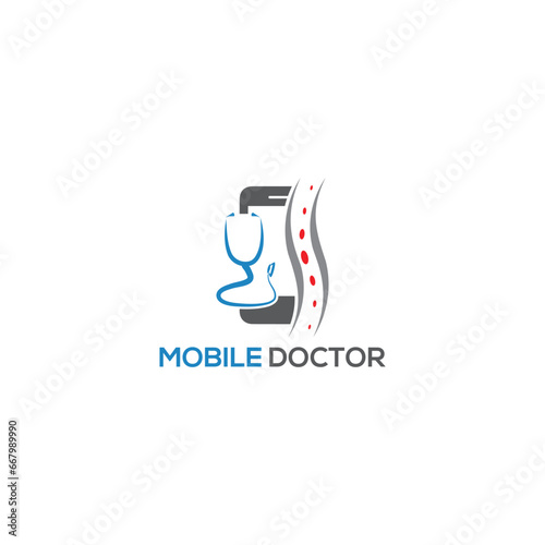 Online smart mobile doctor vector technology logo design template. Stethoscope with mobile phone logo design, mobile phone for health consulting logo design concept.