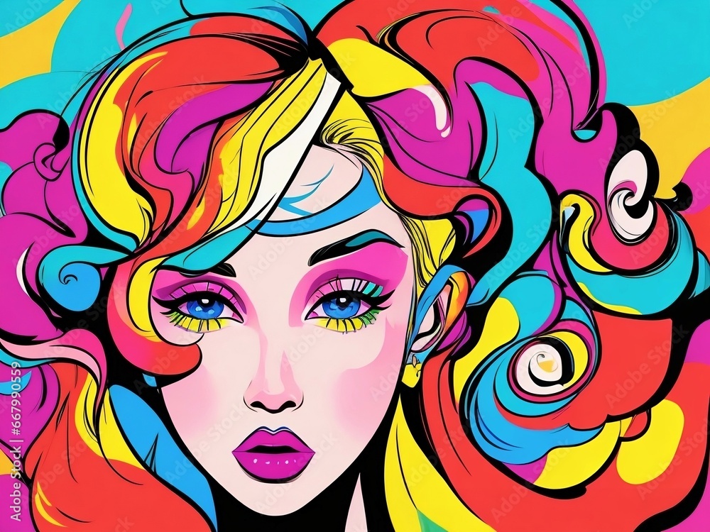 Beautiful looking female face design mixed with all colors, cool background Beautiful looking female face design mixed with all colors, cool background