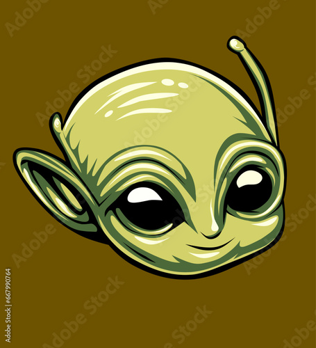Green alien head Sci Fi