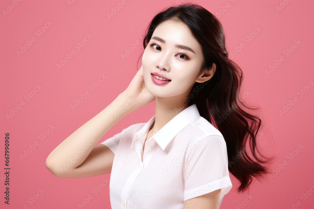 Woman wearing white shirt is posing for picture. This image can be used for various purposes. Woman wearing white shirt is posing for picture. This image can be used for various purposes.