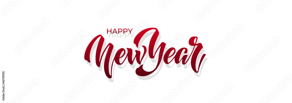 Happy New Year hand lettering calligraphy. Vector holiday illustration element. Typographic element Happy New Year hand lettering calligraphy. Vector holiday illustration element. Typographic element