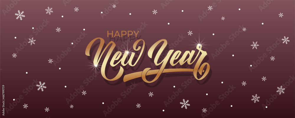 Happy New Year hand lettering calligraphy. Vector holiday illustration element. Typographic element Happy New Year hand lettering calligraphy. Vector holiday illustration element. Typographic element