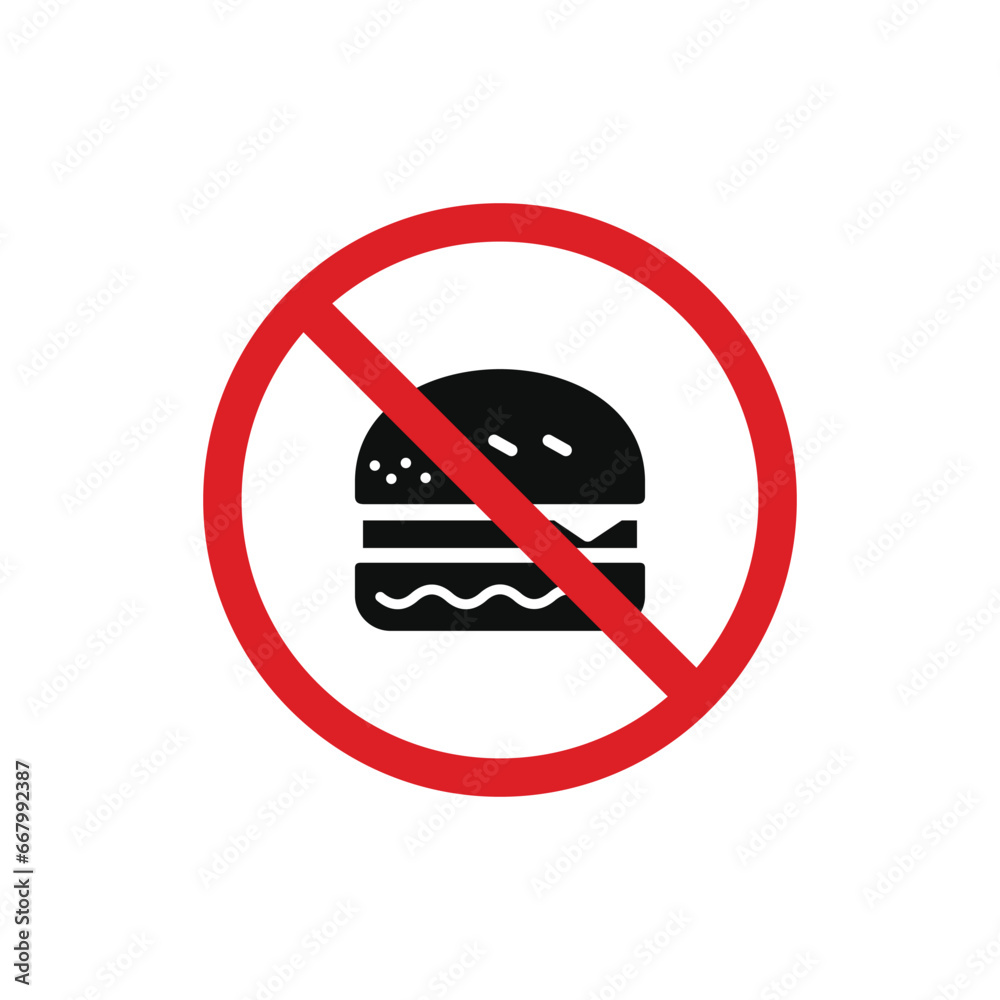No burger allowed icon sign symbol isolated on white background. No food sign symbol No burger allowed icon sign symbol isolated on white background. No food sign symbol