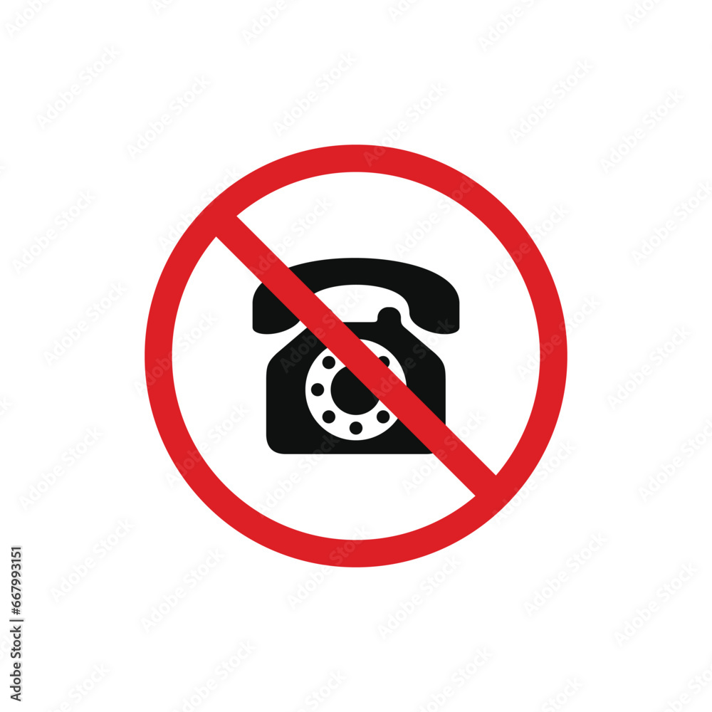 No phone allowed icon symbol isolated on white background. No call icon
