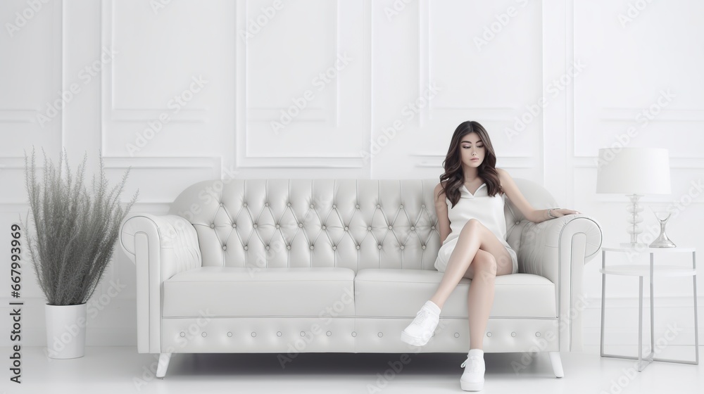 Beautiful and sexy young woman relaxing on the sofa Beautiful and sexy young woman relaxing on the sofa
