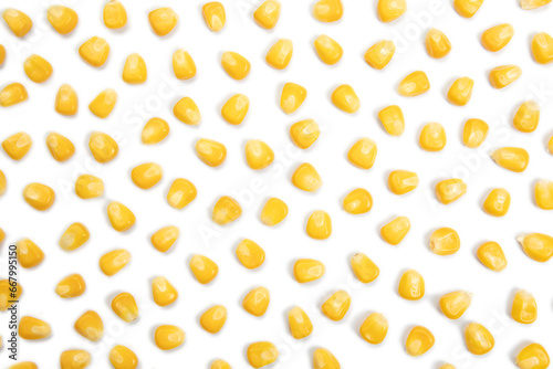 top view stock photo isolated corn pattern on white background.
